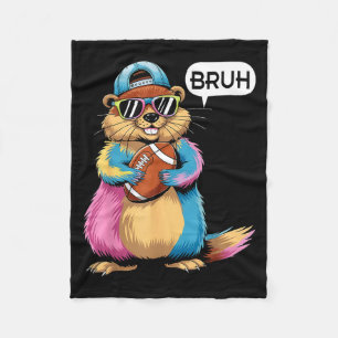 Bruh Grondhoeder houdt American Football Game Day Fleece Deken
