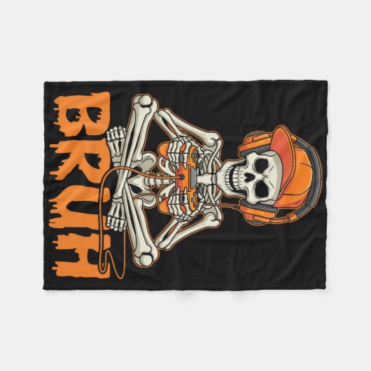 Bruh Halloween Boys Kids Gamer Mens Skeleton Video Fleece Deken (Voorkant (Horizontaal))