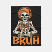 Bruh Halloween Boys Kids Gamer Mens Skeleton Video Fleece Deken (Voorkant)