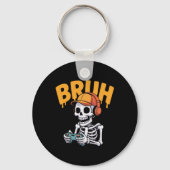 Bruh Halloween Boys Kids Gamer Mens Skeleton Video Sleutelhanger (Voorkant)