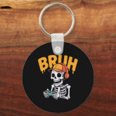 Bruh Halloween Boys Kids Gamer Mens Skeleton Video Sleutelhanger (Voorkant)