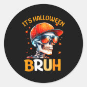 Bruh Halloween Boys Kids Halloween Skeleton  Ronde Sticker (Voorkant)