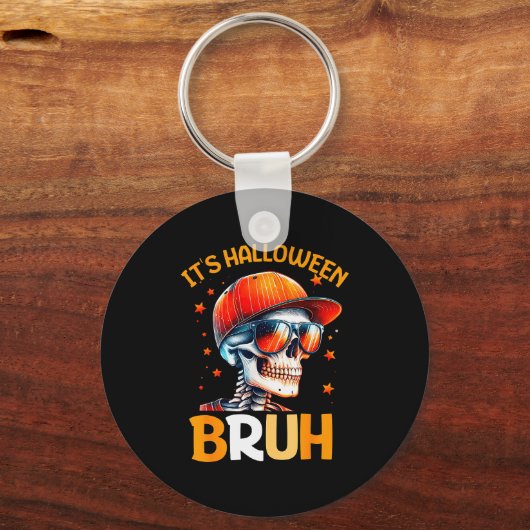 Bruh Halloween Boys Kids Halloween Skeleton  Sleutelhanger (Voorkant)
