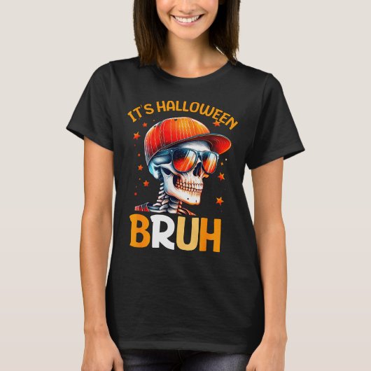 Bruh Halloween Boys Kids Halloween Skeleton  T-shirt (Voorkant)