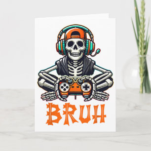 Bruh Halloween Boys Kinder Gamer Mannen Skelet Vid Kaart