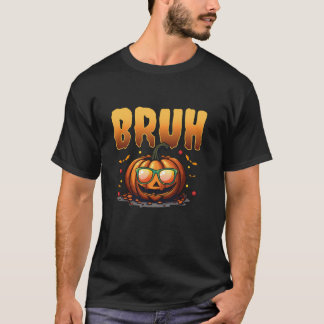 Bruh Halloween Grappig Pompoen Kostuum Kinder Meis T-shirt