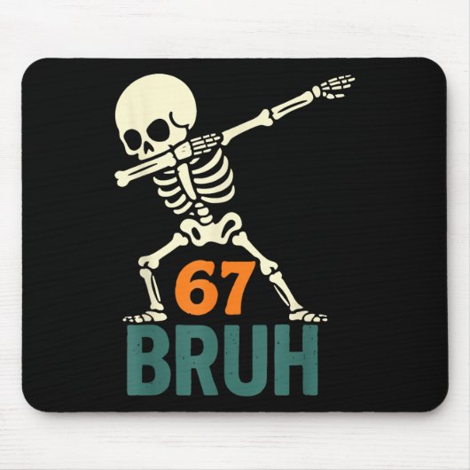 Bruh Halloween Meme Numbers Six Seven Skeleton Fun Muismat (Voorkant)