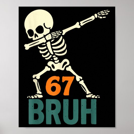Bruh Halloween-meme nummers zes zeven skelet plezi Poster (Voorkant)