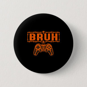 Bruh Halloween skelet gamer video gaming jongens m Ronde Button 5,7 Cm