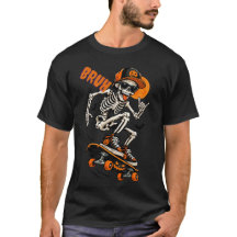 Bruh Halloween T-shirt - Grappig Skelet Skateboard