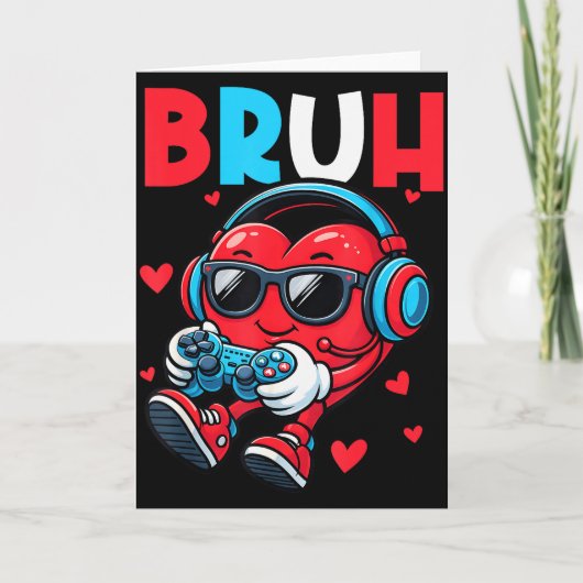 Bruh Hart Gamer Video Gaming Controller Valentijn Kaart (Voorkant)