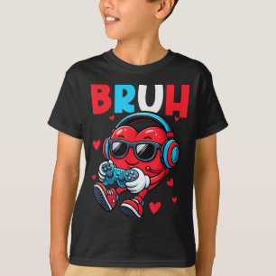 Bruh Hart Gamer Video Gaming Controller Valentijn T-shirt