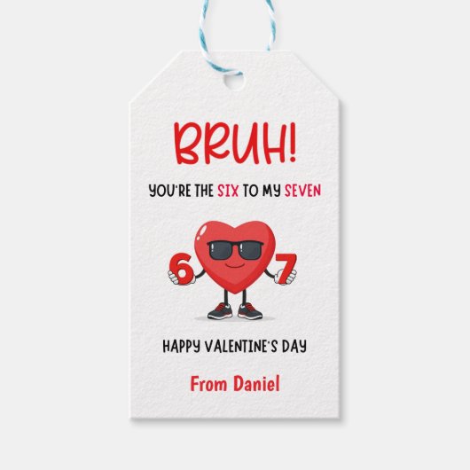 Bruh Heart Zonnebril 67 Valentijnslabel Cadeaulabel (Voorkant)