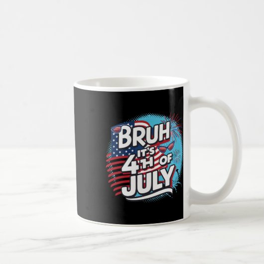 Bruh Het is 4 Juli Grappig Koel 4 Juli US FL Koffiemok (Rechts)