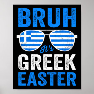 Bruh Het is Grieks Pasen Grappige Retro Griekse Pa Poster