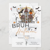 BRUH HET IS HALLOWEEN SPOOKT HUIS KOSTUUM PARTY KAART (Voorkant / Achterkant)