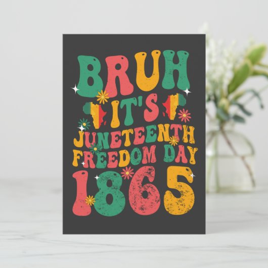 Bruh Het is Juneteenth Freedom Day 1865 Groovy Ret Save The Date (Staand voorkant)