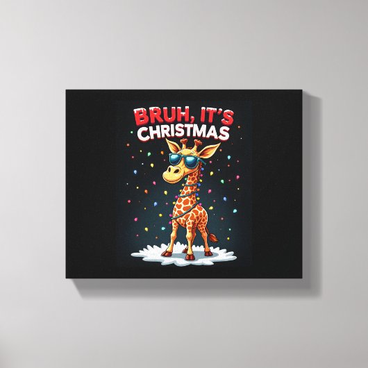 Bruh Het is kerst Giraffe Funny Dabbing Long Sle Canvas Afdruk (Voorkant)