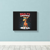 Bruh Het is kerst Giraffe Funny Dabbing Long Sle Canvas Afdruk (Insitu (Houten vloer))
