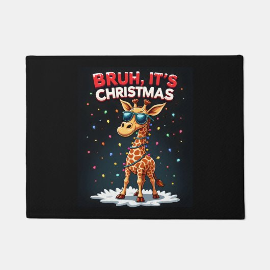 Bruh Het is kerst Giraffe Funny Dabbing Long Sle Deurmat (Voorkant)