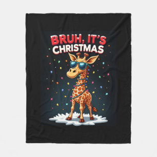 Bruh Het is kerst Giraffe Funny Dabbing Long Sle Fleece Deken