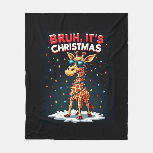 Bruh Het is kerst Giraffe Funny Dabbing Long Sle Fleece Deken (Voorkant)