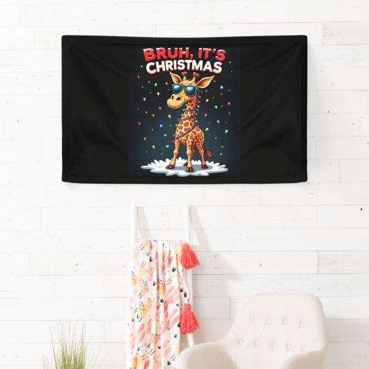 Bruh Het is kerst Giraffe Funny Dabbing Long Sle Spandoek (Insitu)