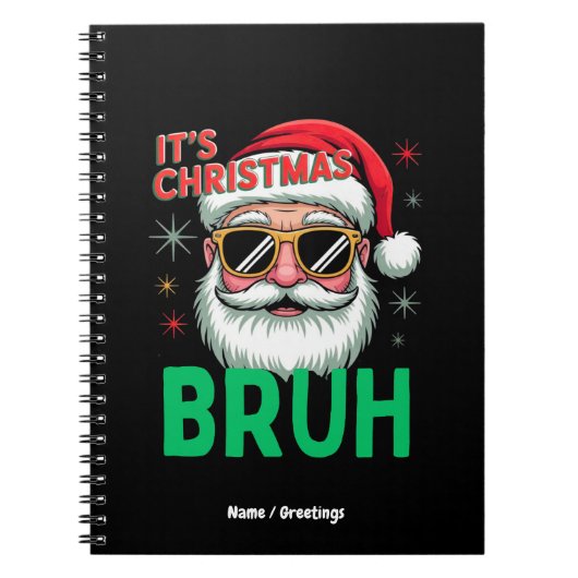 Bruh Het is Kerstmis Retro Kerstman Meme Grappige  Notitieboek (Voorkant)