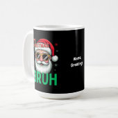 Bruh Het is Kerstmis Retro Santa Meme Grappige Ker Koffiemok (Voorkant links)