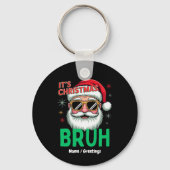 Bruh Het is Kerstmis Retro Santa Meme Grappige Ker Sleutelhanger (Voorkant)