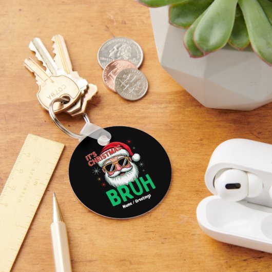 Bruh Het is Kerstmis Retro Santa Meme Grappige Ker Sleutelhanger (Bureau)