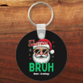 Bruh Het is Kerstmis Retro Santa Meme Grappige Ker Sleutelhanger (Voorkant)
