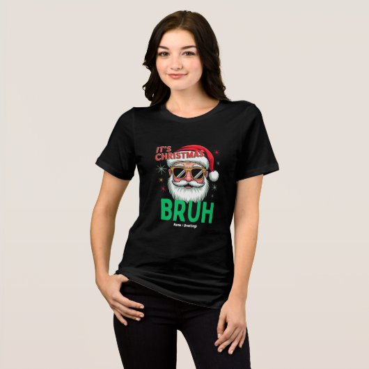 Bruh Het is Kerstmis Retro Santa Meme Grappige Ker Tri-Blend Shirt (Voorkant volledig)