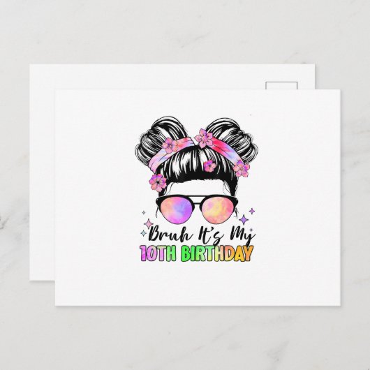 Bruh het is mijn 10e verjaardag 10 jaar oud briefkaart (Voorkant / Achterkant)