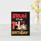 Bruh het is mijn 14e verjaardag jongen 14 jaar oud kaart (Gele Bloem)