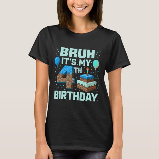 Bruh Het is mijn 4e verjaardagsspel Pixel Boy Funn T-shirt (Voorkant)