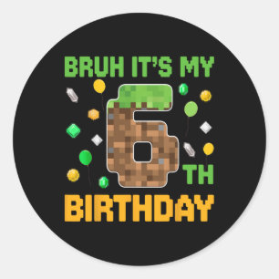 Bruh Het Is Mijn 6e Verjaardag Pixel Verjaardag Vi Ronde Sticker