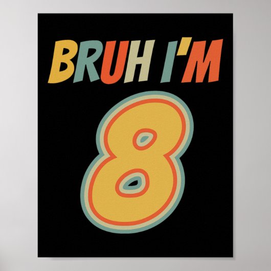 Bruh Het is mijn 8e verjaardag Ik ben 8 jaar oud V Poster (Voorkant)