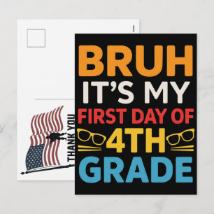 Bruh het is mijn eerste dag van de 4e klas grappig feestdagenkaart