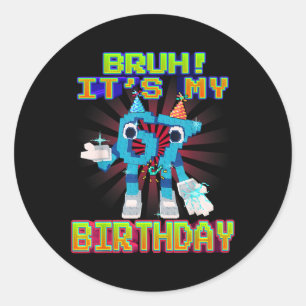 Bruh Het Is Mijn Verjaardag 67 Zes Zeven 6-7 Grapp Ronde Sticker