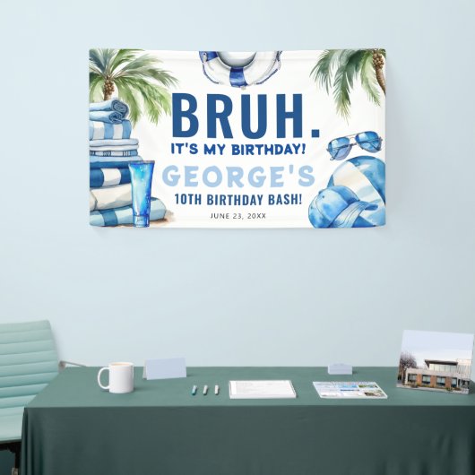 BRUH.. Het is mijn verjaardag! Jongen Verjaardagsf Spandoek (Beurs)