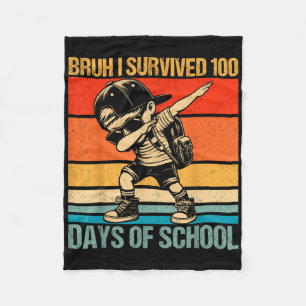 Bruh I overleefde 100 dagen school dabbing boy 100 Fleece Deken