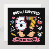 Bruh I survived 67 days of school Bedankkaart (Voorkant / Achterkant)