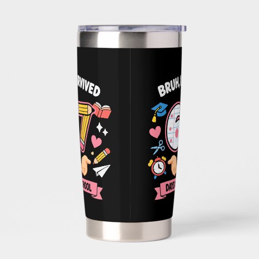 Bruh I survived 67 days of school Geïsoleerde Drinkbeker (Links)