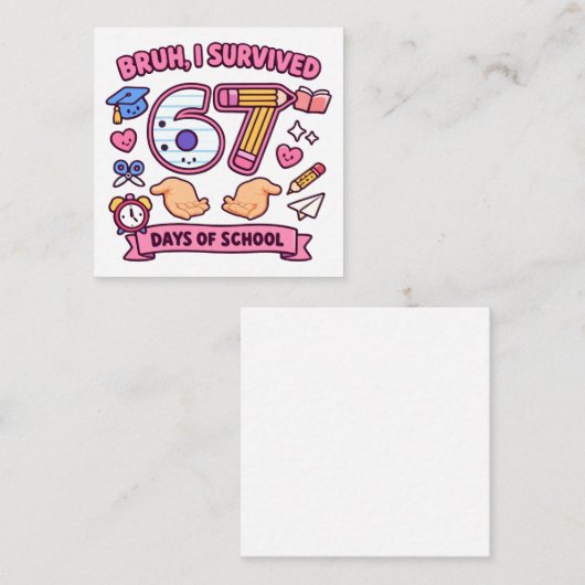 Bruh I survived 67 days of school Informatiekaartje (Voorkant / Achterkant)