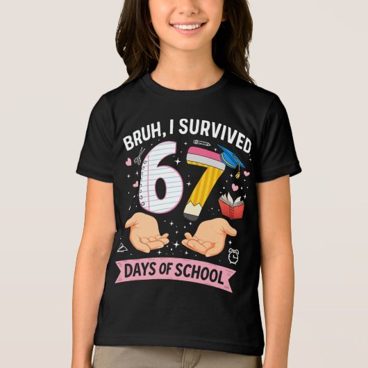 Bruh I survived 67 days of school Tri-Blend Shirt (Voorkant)