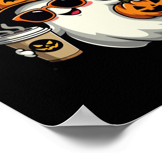 Bruh, ik bedoel Boo Funny Ghost Coffee Pumpkin Spo Poster (Hoek)