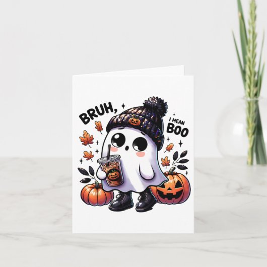 Bruh, ik bedoel Boo Funny Ghost Jack O Lantern Cof Kaart (Voorkant)
