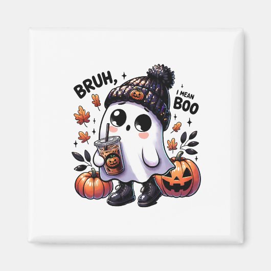 Bruh, ik bedoel Boo Funny Ghost Jack O Lantern Cof Magneet (Voorkant)