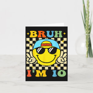 Bruh ik ben 10 jaar oud blauwe verjaardag jongens  kaart